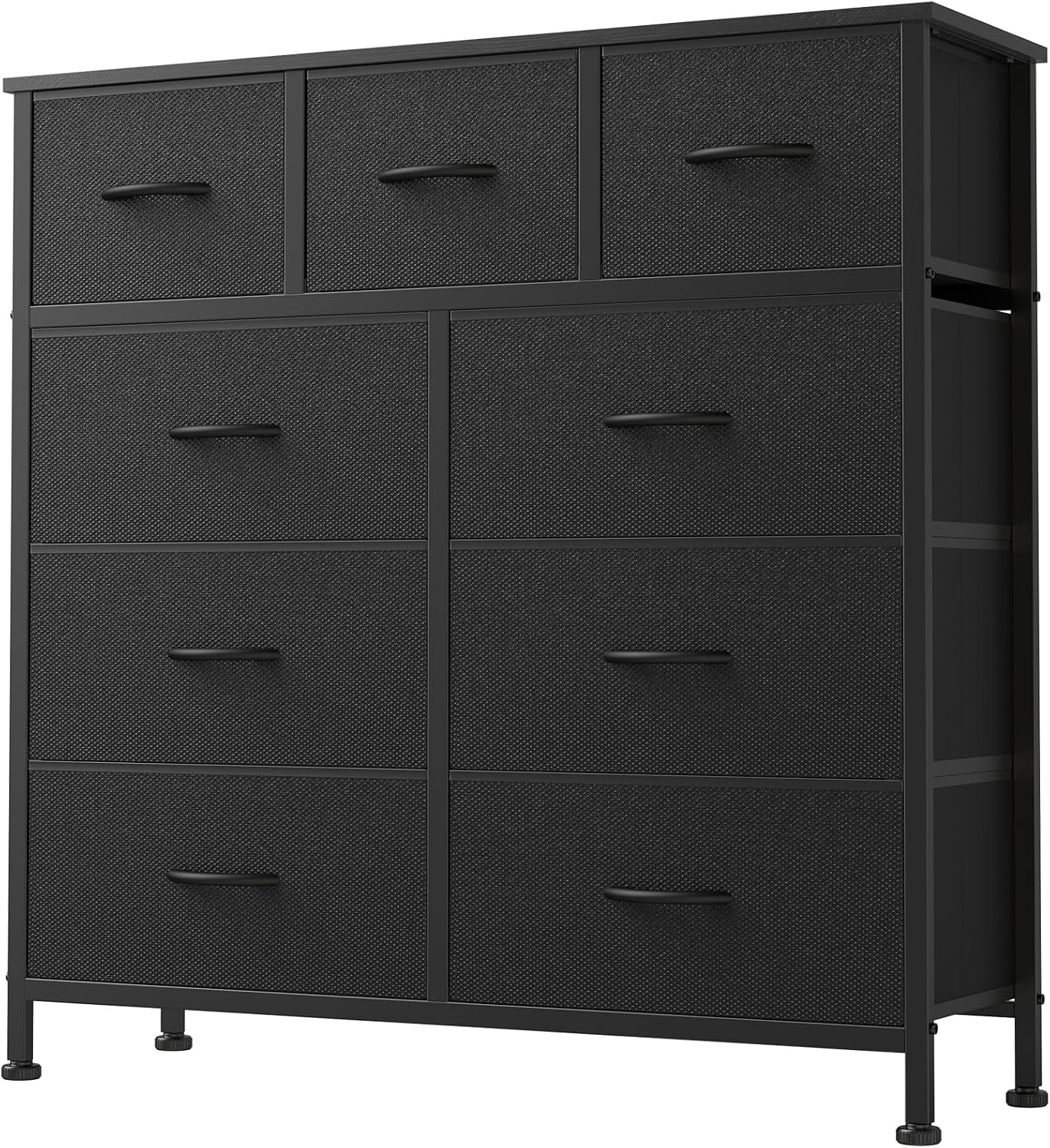 9 Drawer Fabric Dresser with Metal Frame & Wooden Top