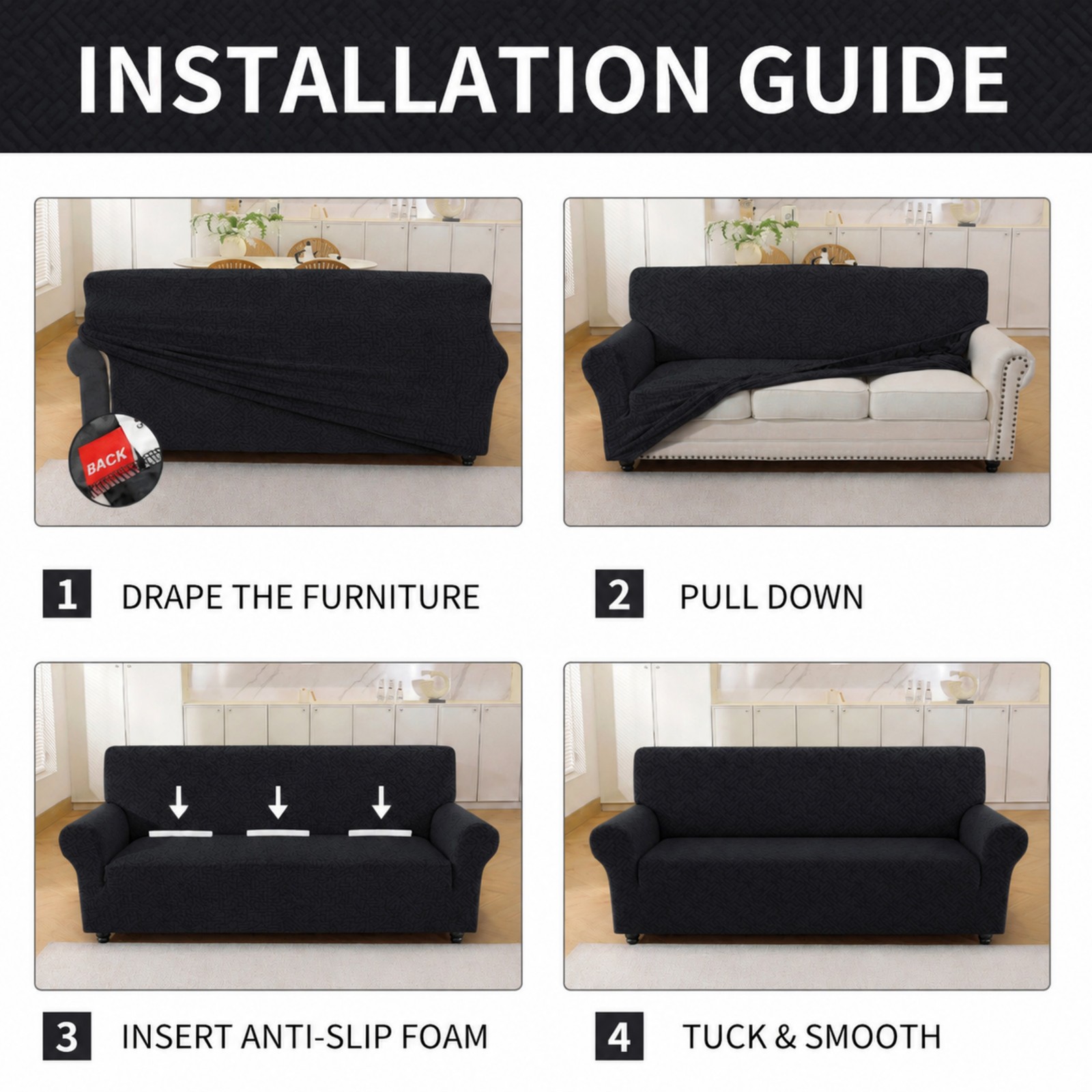 1PC Stretch Sofa Cover Slipcover Solid Chair Couch Cover Protector 1 2 3 4Seater