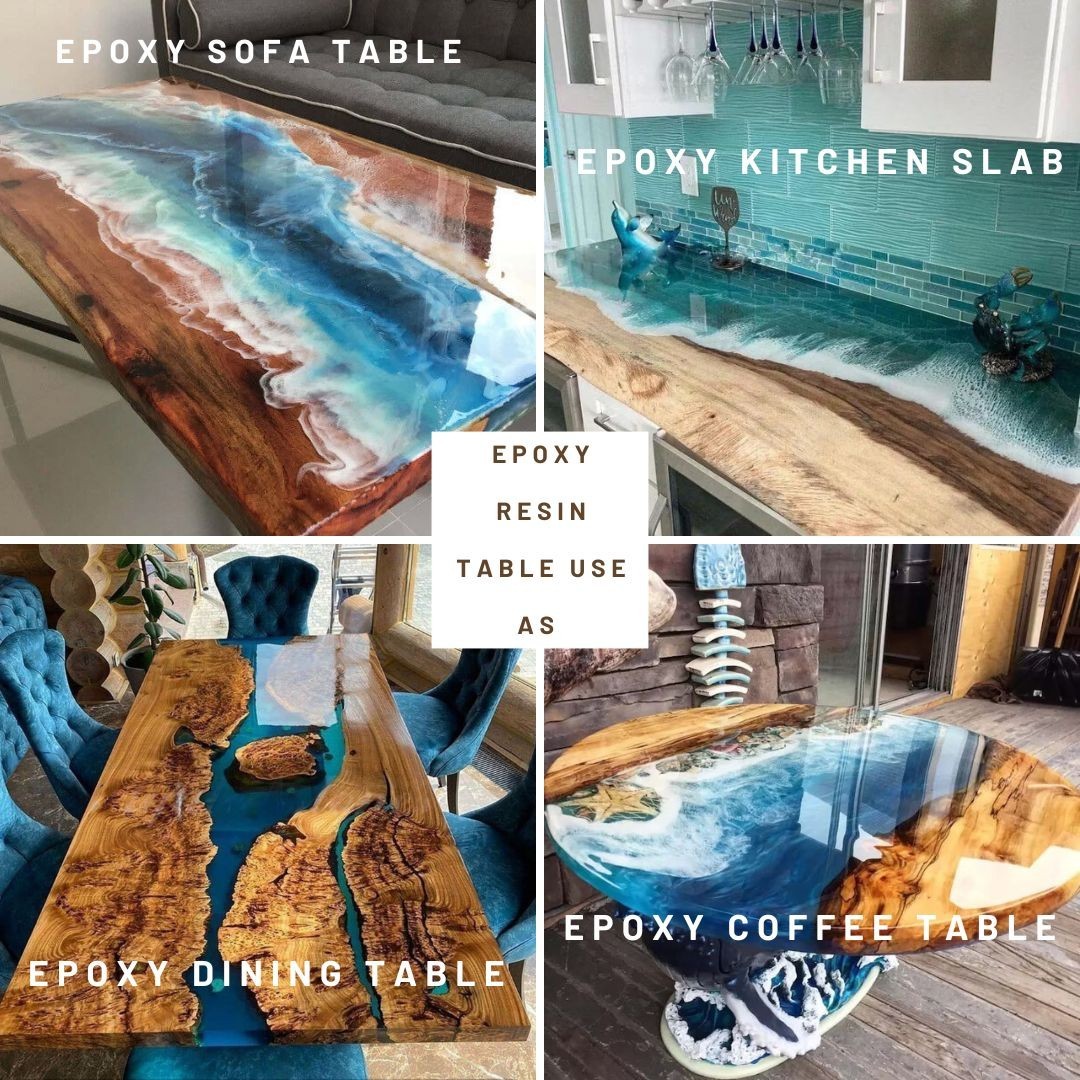 30″Inches Round Black Epoxy Table Top Resin Coffee Table Epoxy Wooden Table