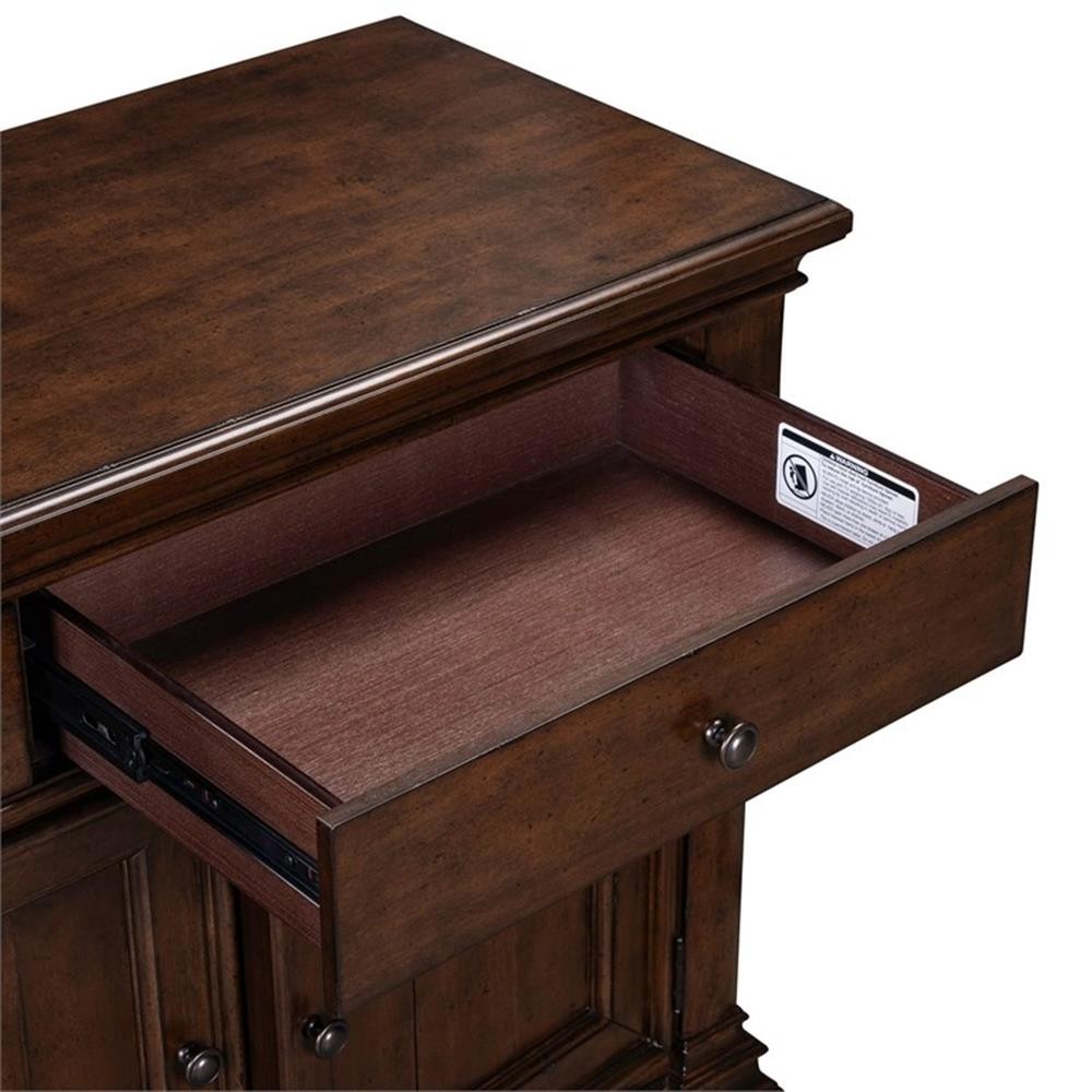Pemberly Row 74 Inch TV Console with Alder Doors and Wire Management in Cherry