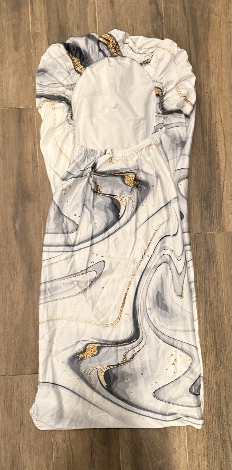 Chair Covers 6 Pcs White with Gold Glitter & Gray Marbling – A0179