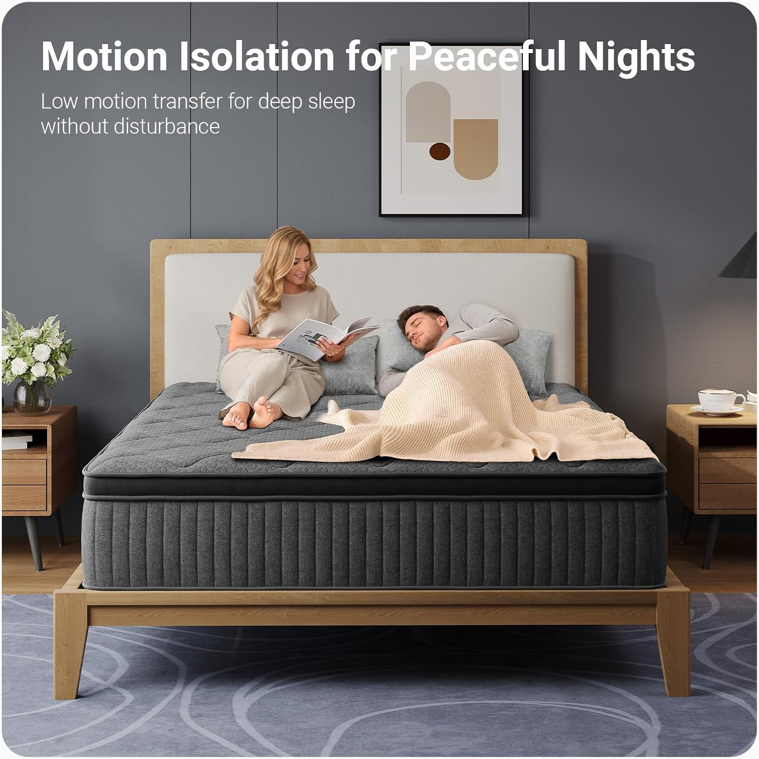 12 Inch King Size Mattress, Hybrid Mattress with Smarts Coil™ Pocket Springs for
