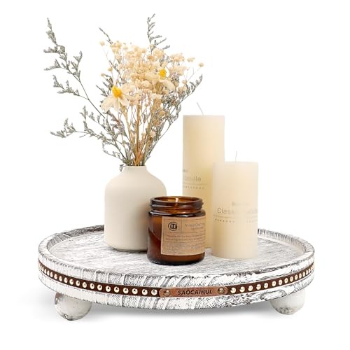 Decor Decorative Round Tray 11.81in for Home Decor for Coffee Table White