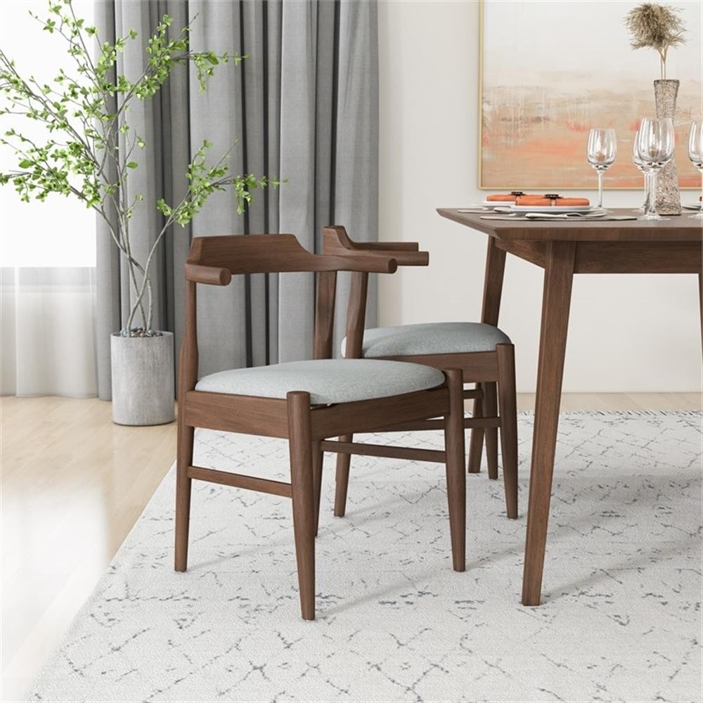 Dartmouth Modern Kitchen Solid Wood Table and Gray Fabric Chairs for 4