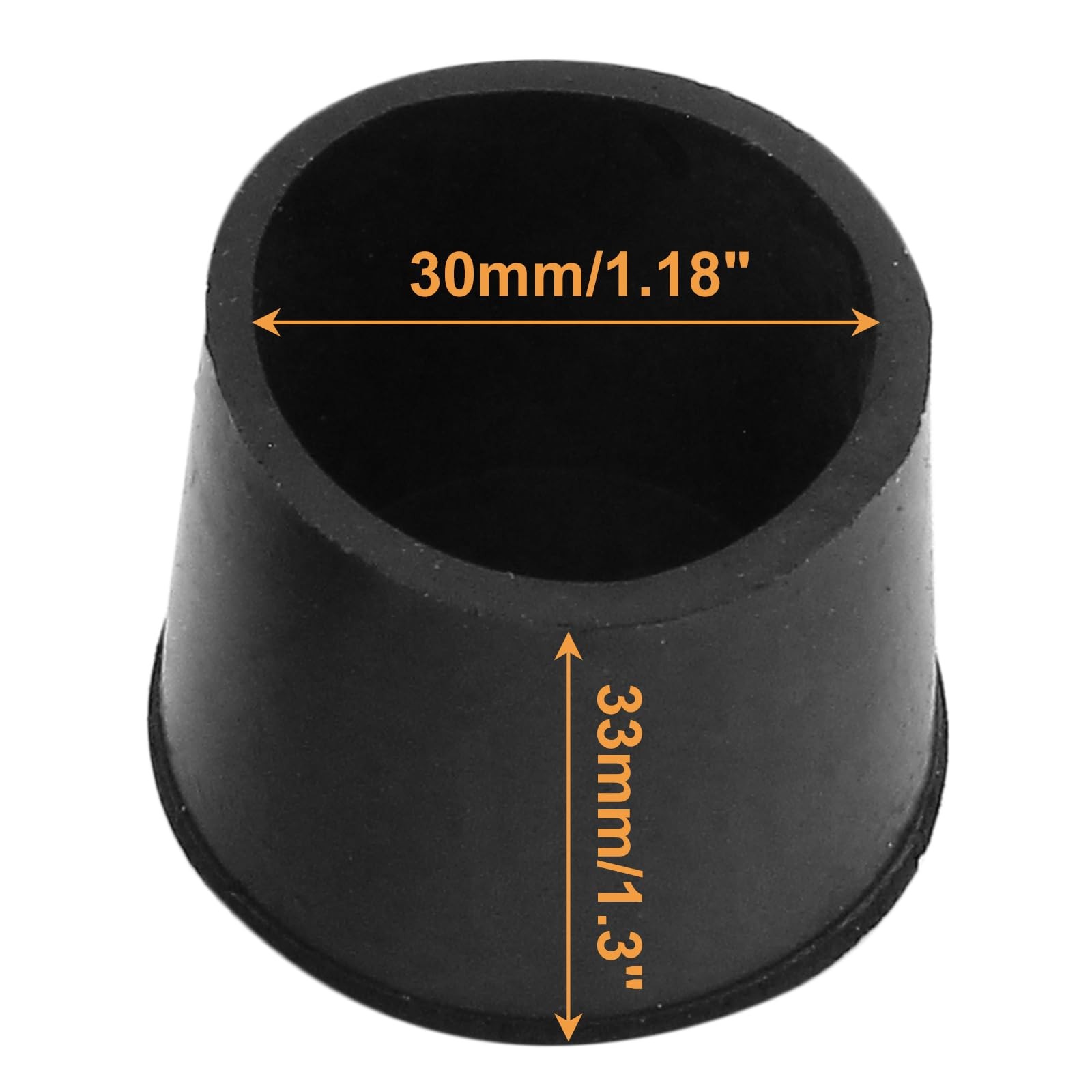 Round PVC Rubber Furniture Covers, 30mm/1.18″, Black, 16 Pcs