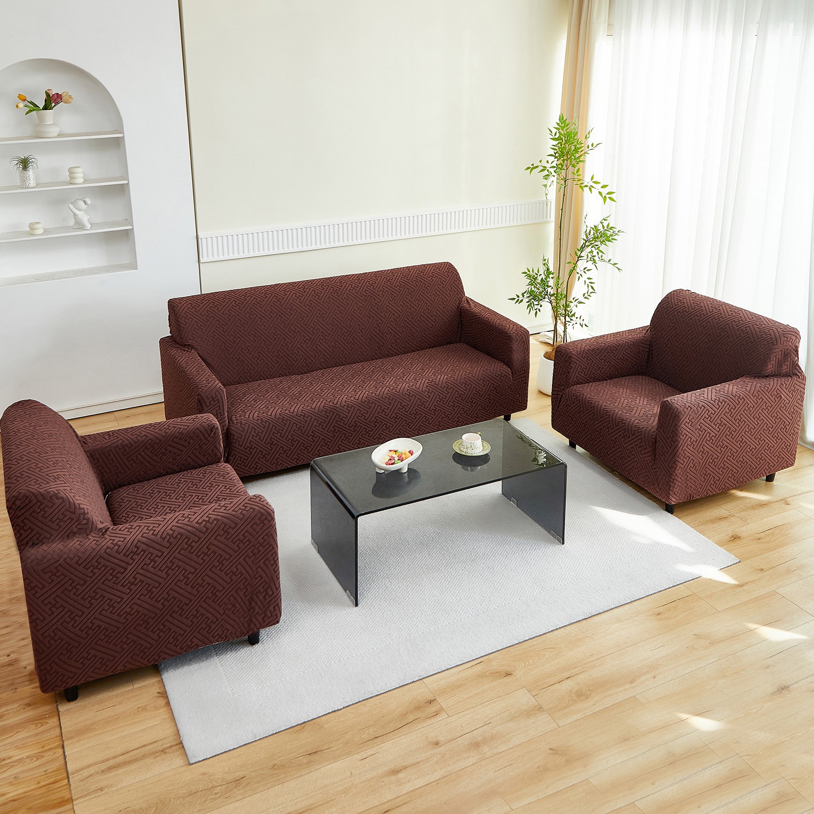 Thick Stretch Jacquard Sofa Cover 360° Couch Protection Anti-Slip Pet Friendly
