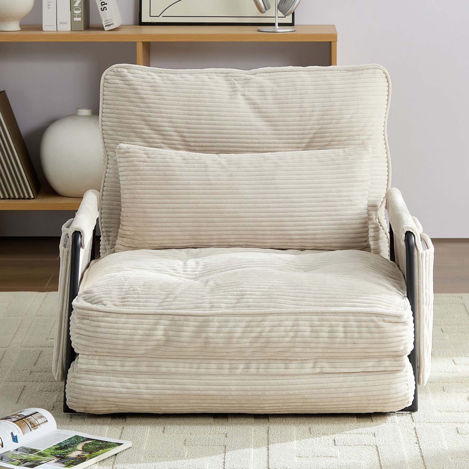 Zafly Sofa Bed Couch Sleeper Convertible Fold-Out Bed Couch With Side Pockets