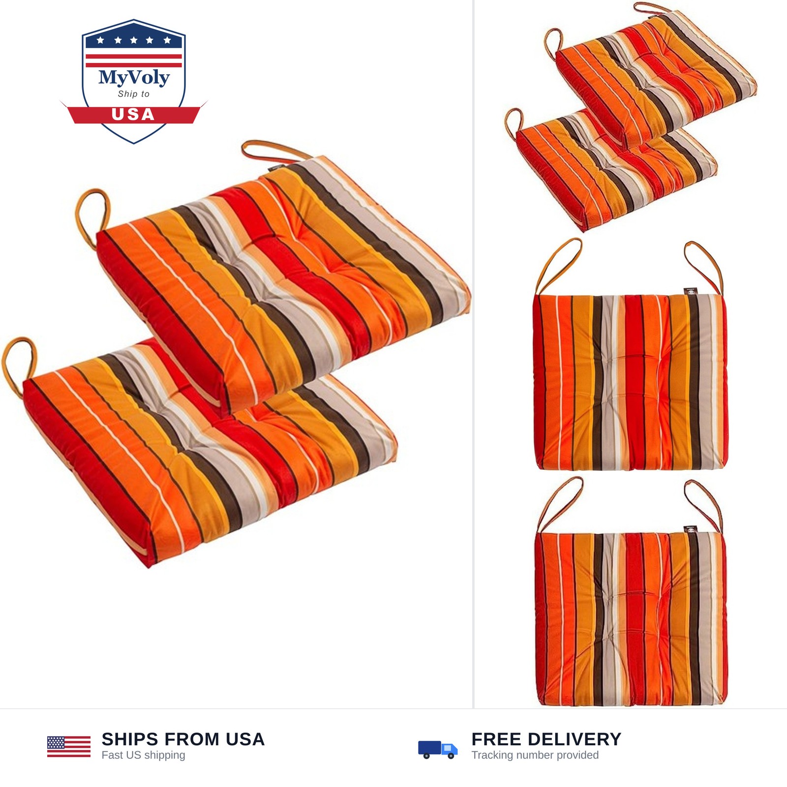2-Pack Outdoor/Indoor Wicker Patio Seat Cushion Pad with Ties – Dining Chair …