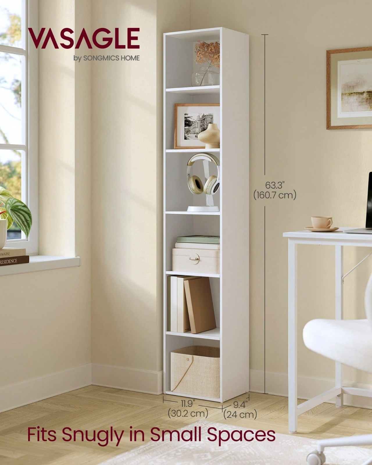 6 Tier Bookshelf Open Storage Shelf Tall Bookcase Home Office Organizer