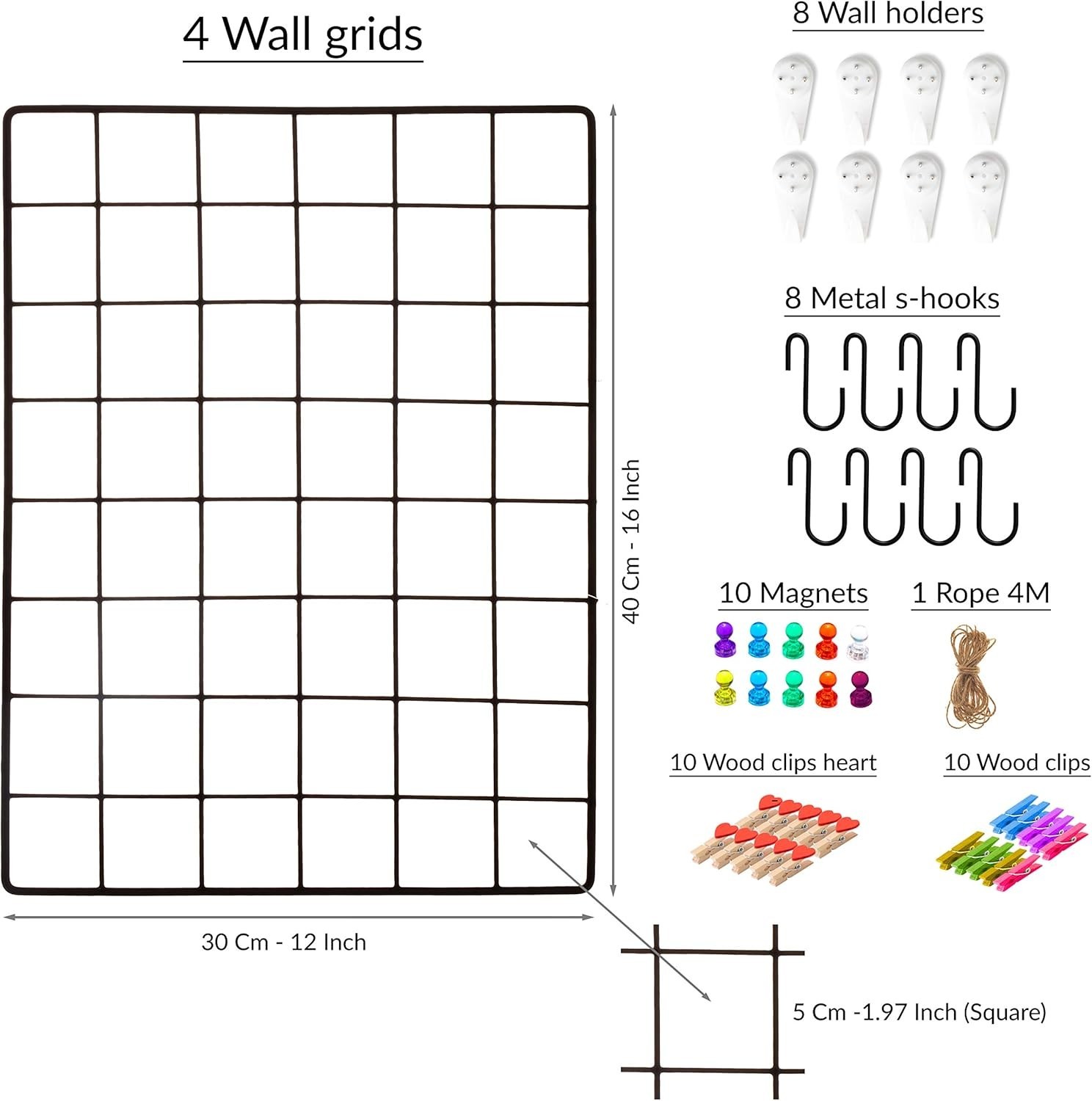 Versatile 4-Pack Wall Grid Panels – Perfect for Photos and Personal Memo Boards