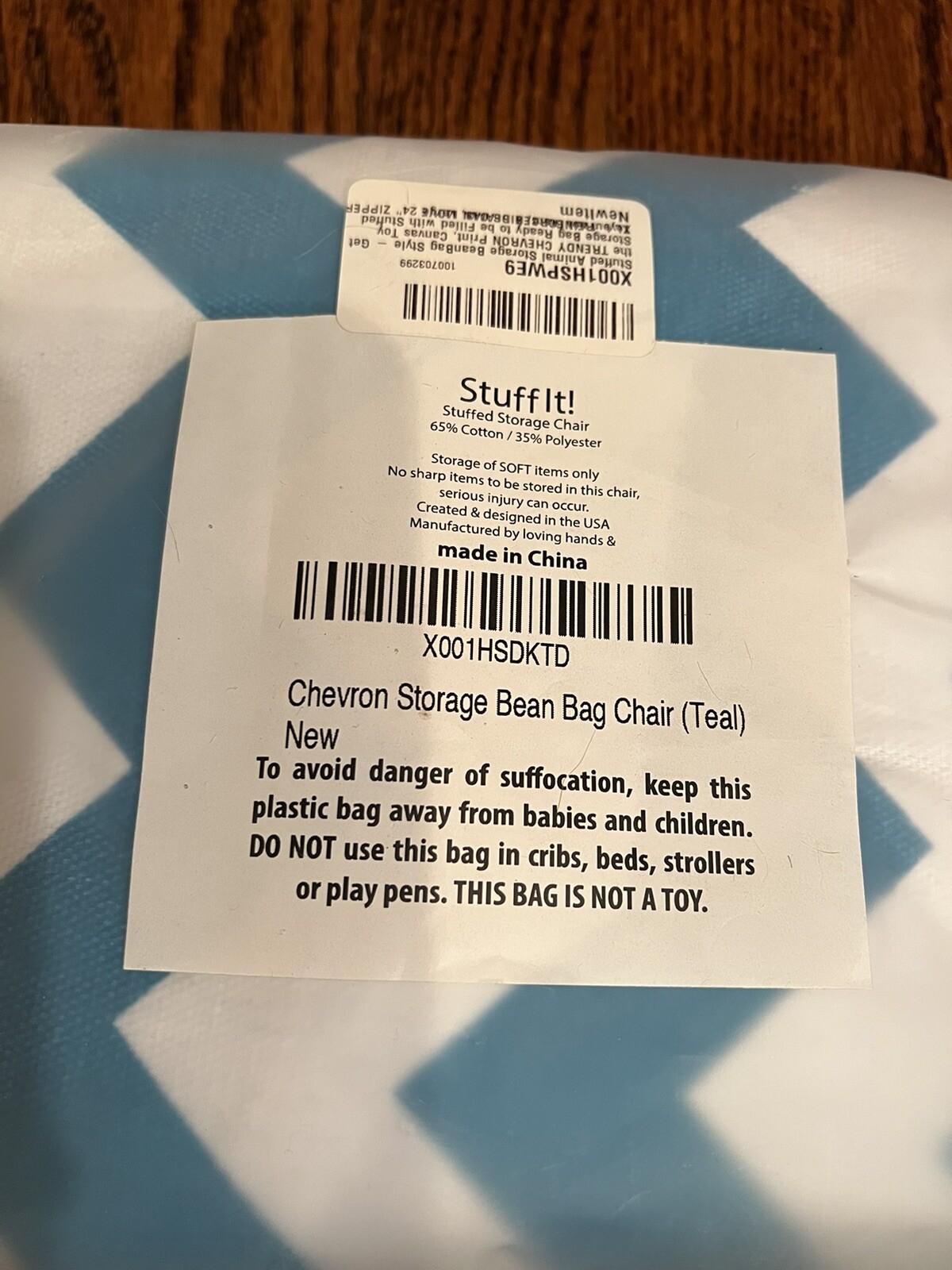 Lilly’s Love Stuffed Animal Storage Bean Bag Chair Cover (No Beans) Teal Chevron
