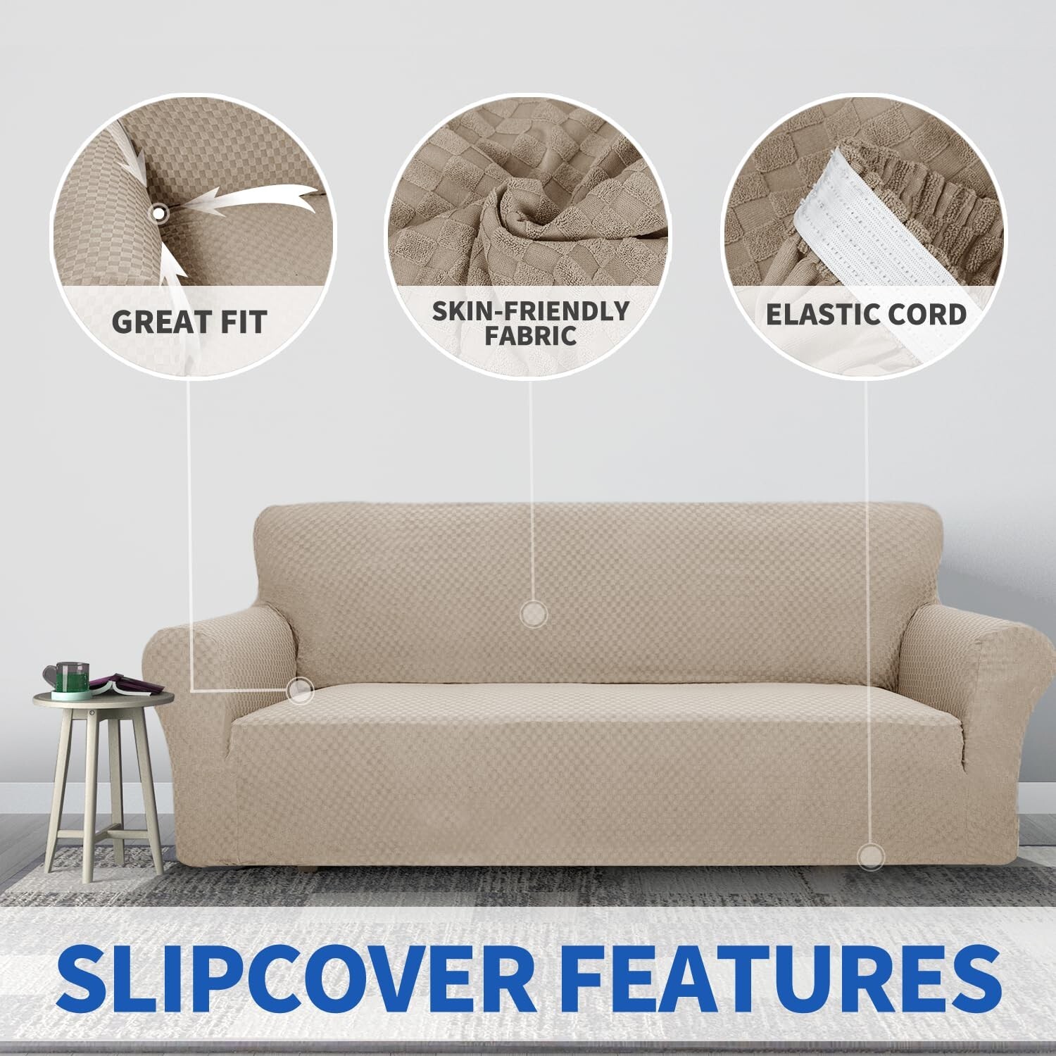 ZNSAYOTX 1 Piece Jacquard Couch Covers for 3 Cushion Couch High Stretch Sofa …