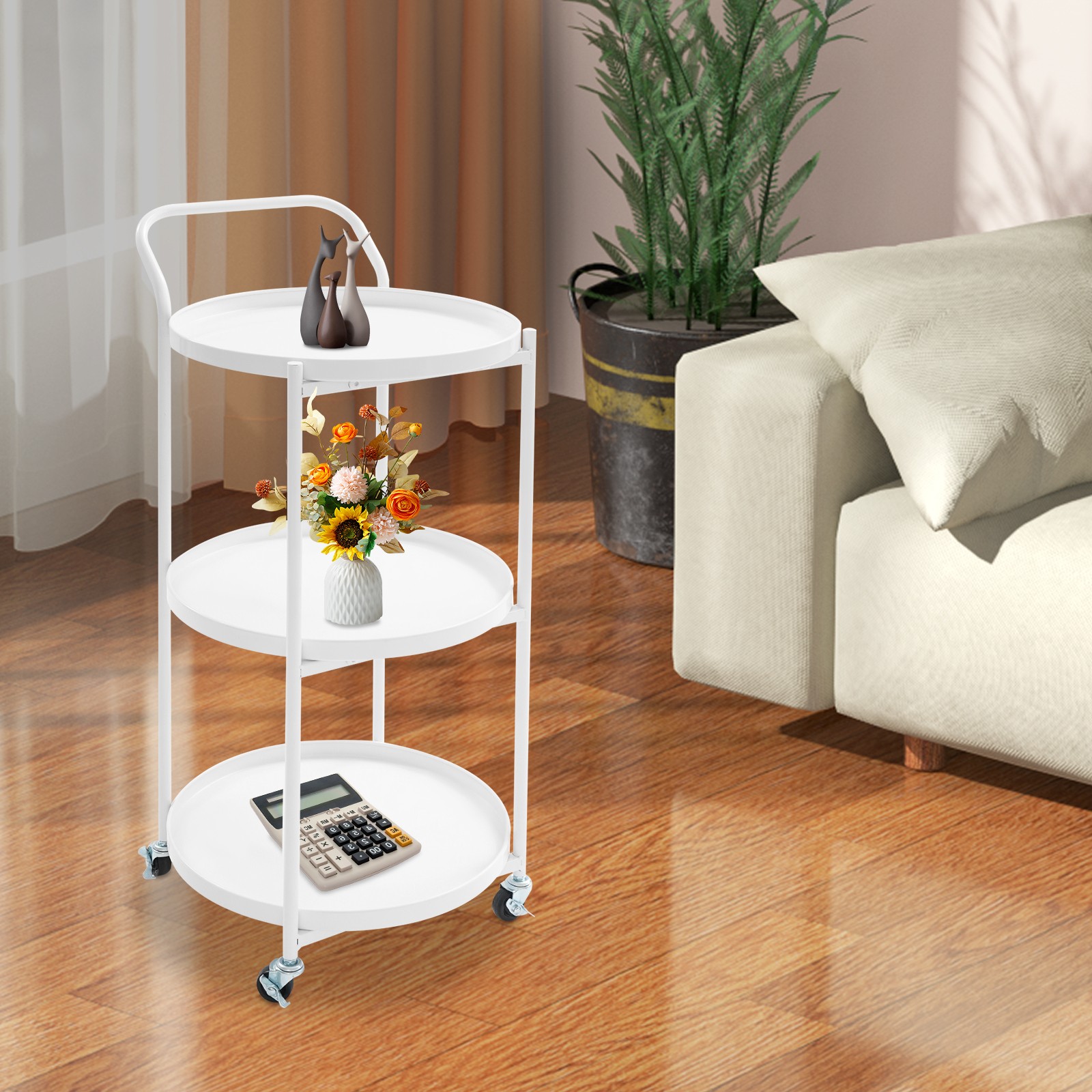 Metal Frame Serving Cart for Kitchen, Rolling Bar Cart, Mobile Storage Cart
