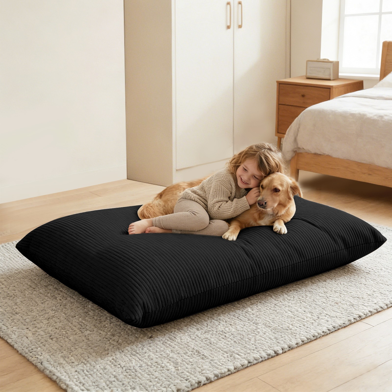 Kids Bean Bed Seat Foldable Compression Lounger Sofa Foam-Filled Floor Lounger