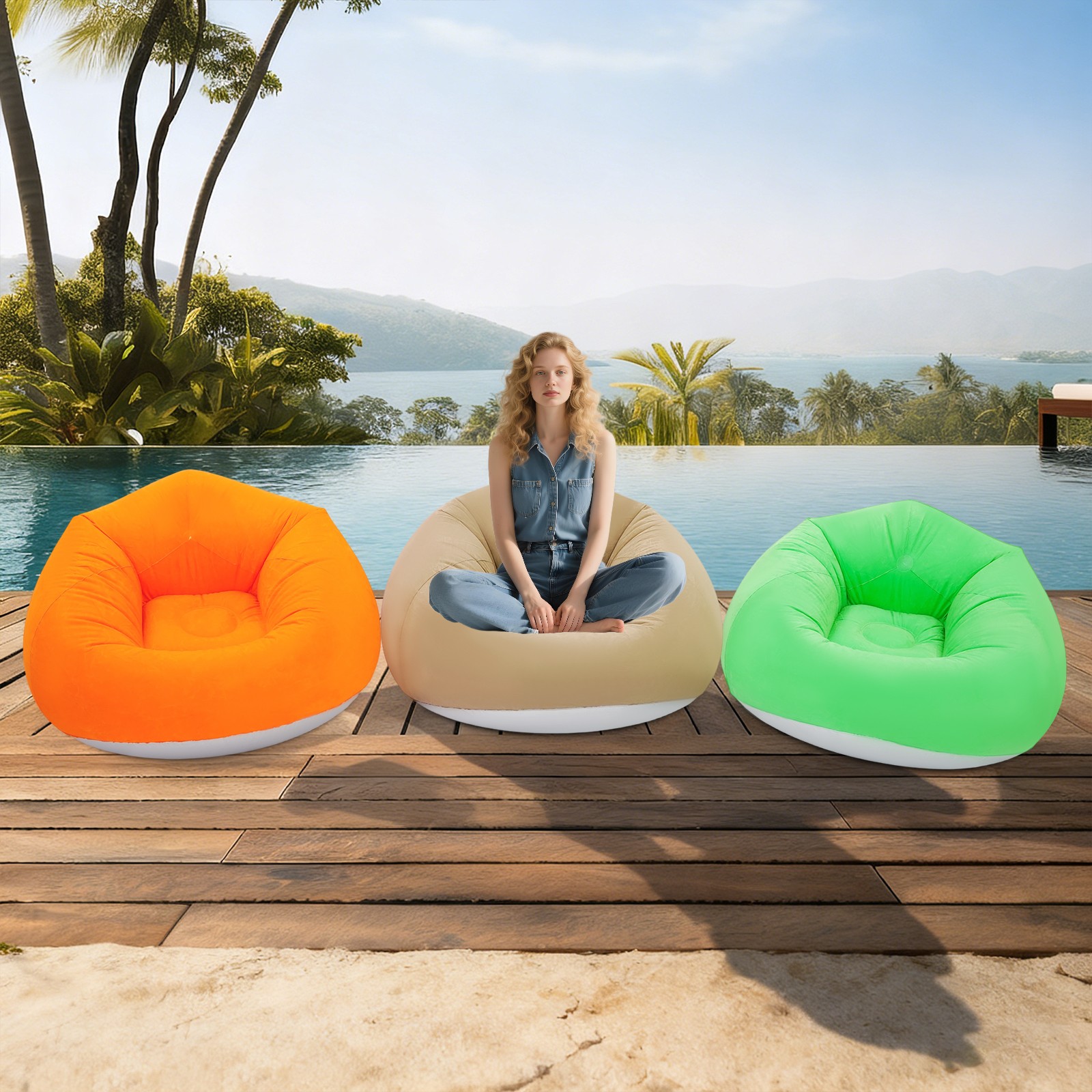 Skin-Friendly Inflatable Lazy Sofa 6 Pack Comfortable Seating for Home Outdoor
