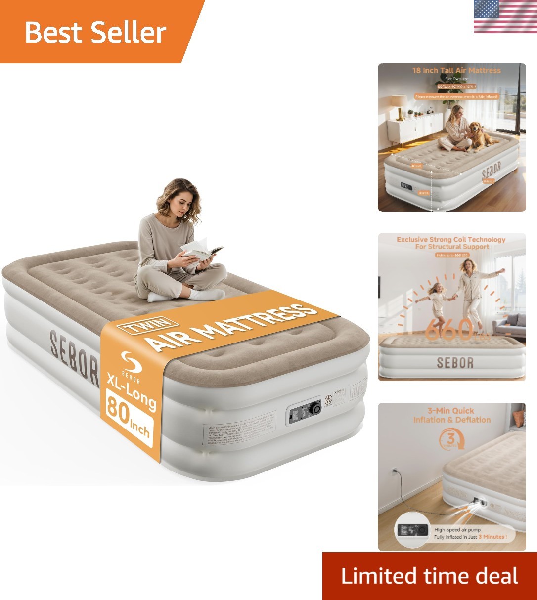 Air Mattress with Built-in Pump, Comfortable Self-Inflating Air Mattress with…