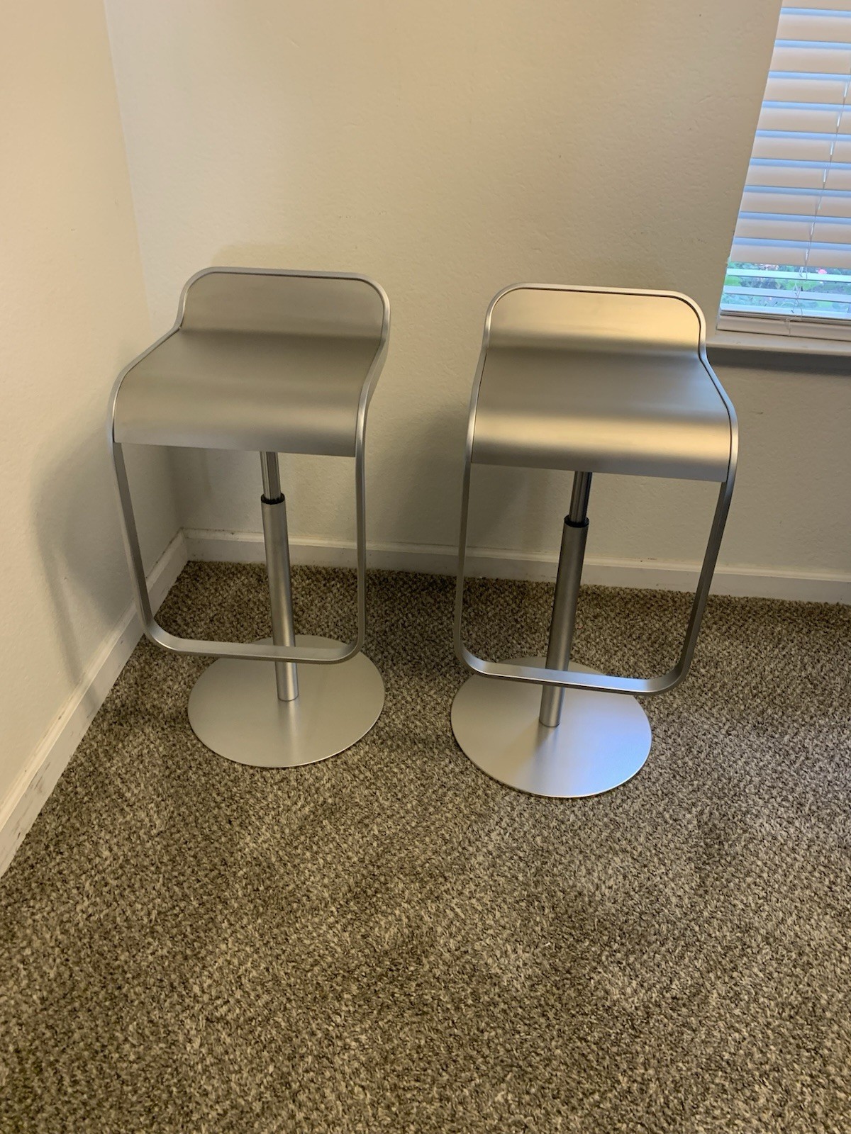 Lapalma Lem Piston Stool Chair Made in Italy Matte Silver Seat Counter Height