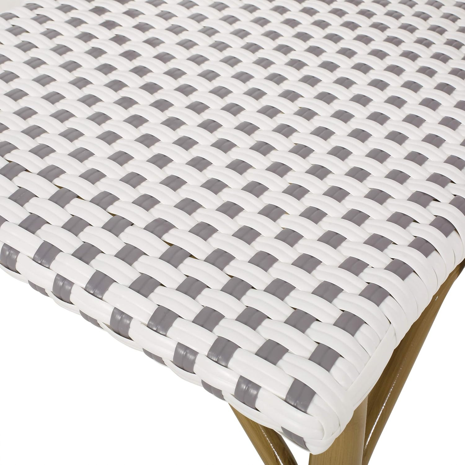 Philomena Outdoor French Bistro Chair (Set of 4), Gray + White + Bamboo Print Fi