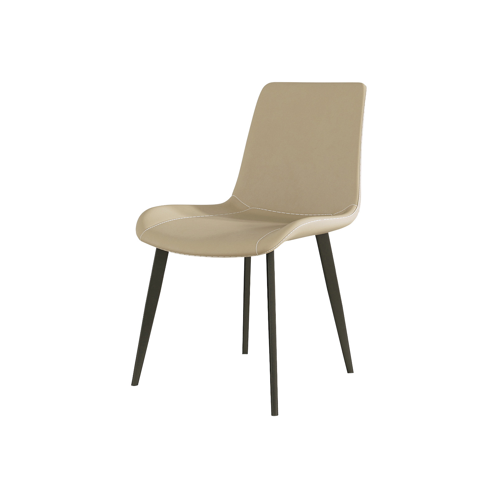 4 Modern Upholstered Dining Chairs, Faux Leather & Metal Legs