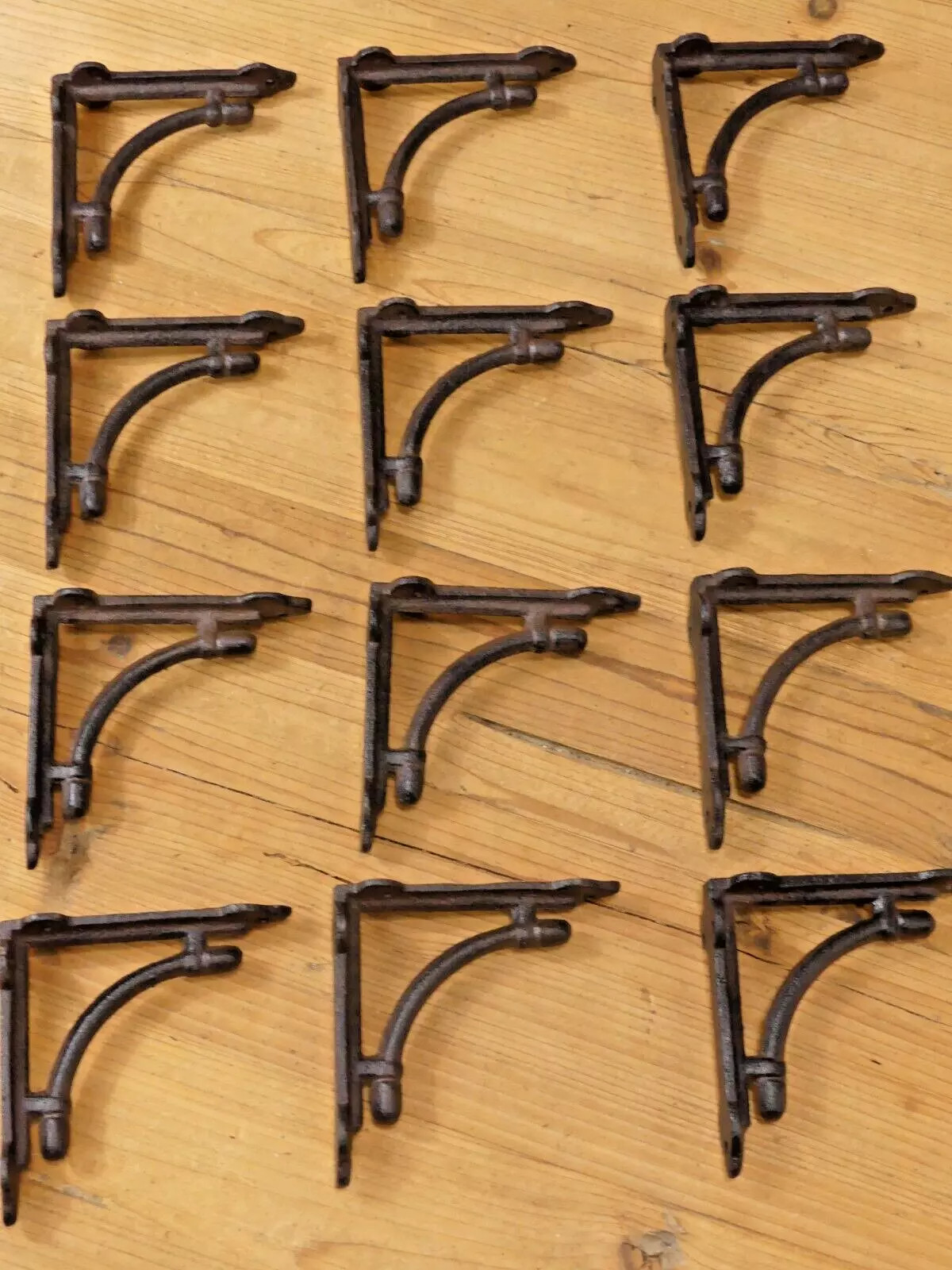 12 Shelf Brackets Corbels Wall Cast Iron SMALL Rustic Farmhouse 4 3/8″ X 4 3/8″