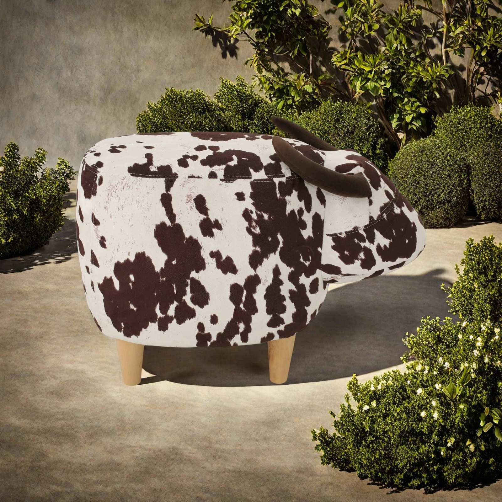 Modern Cow-Shaped Animal Ottoman/Footstool, Accent Stool Home Decor for Bedroom