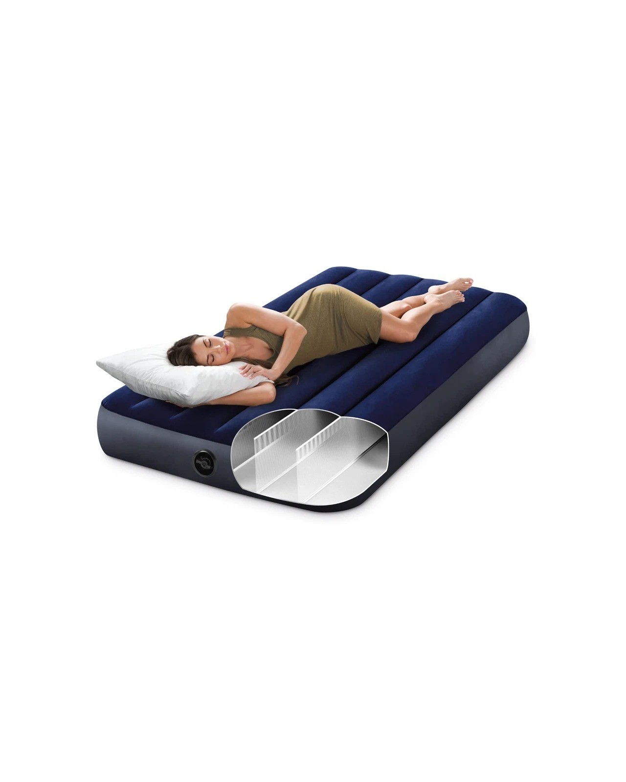 Twin Midnight Green Dura Beam Air Mattress Fiber Tech Durable Comfortable 10 …