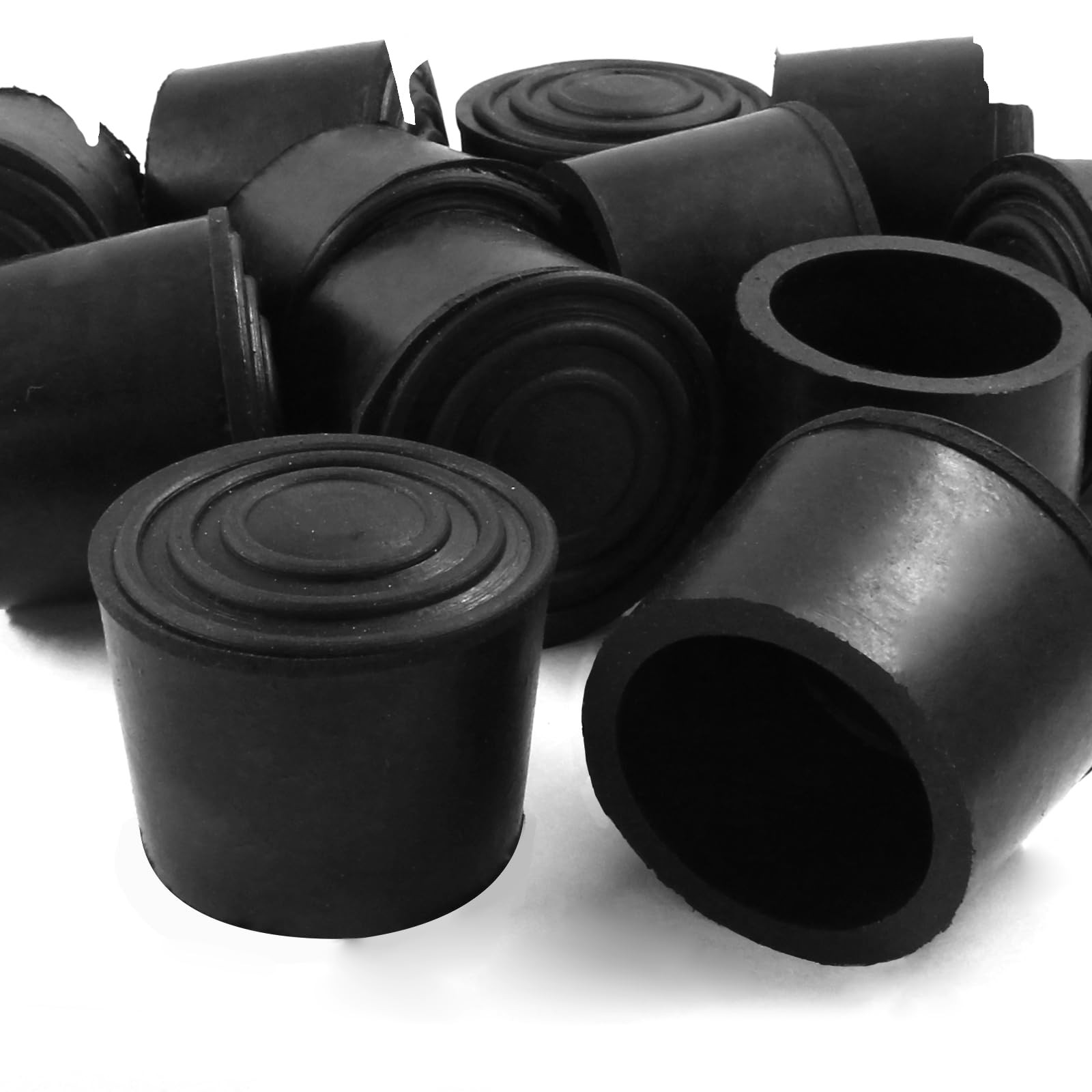 Round PVC Rubber Furniture Covers, 30mm/1.18″, Black, 16 Pcs