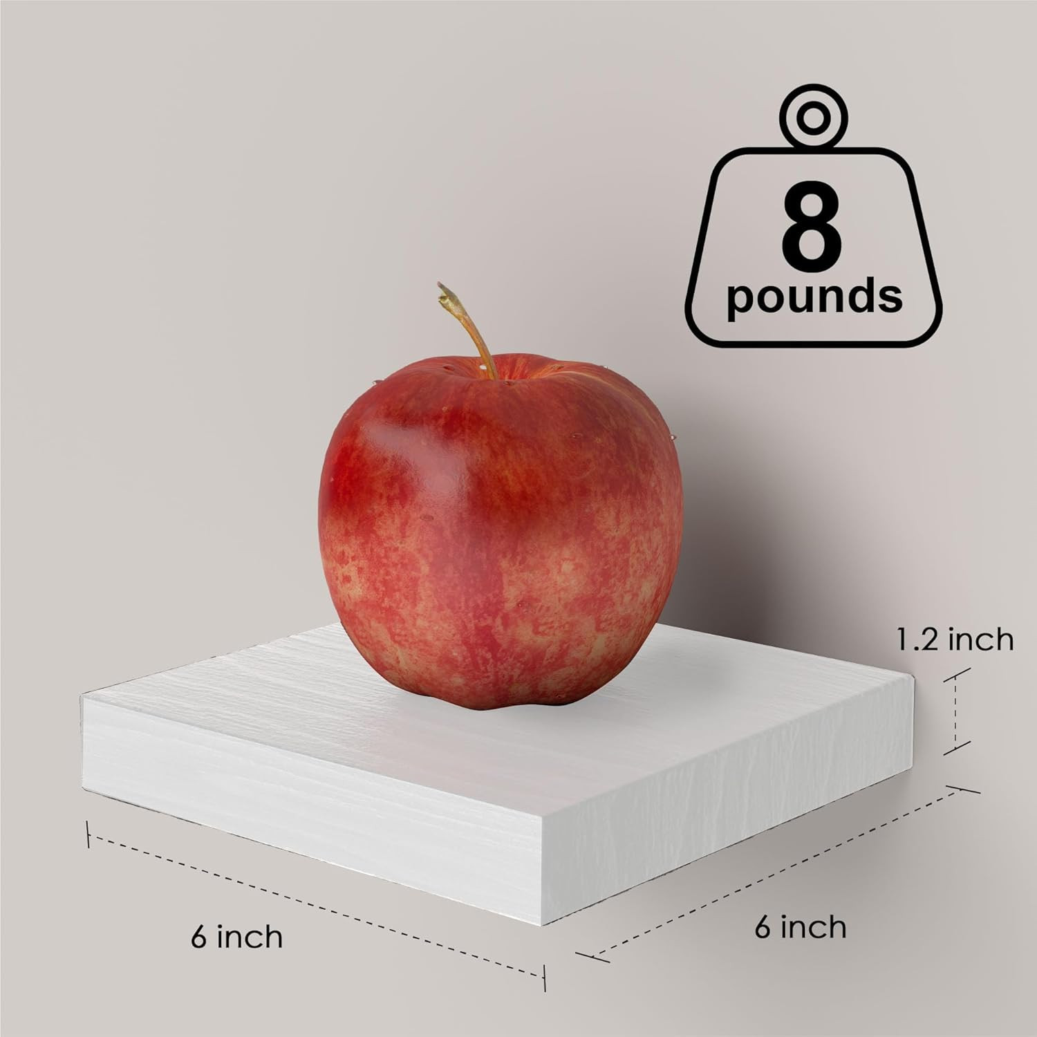 Small Floating Shelves for Wall – 6 Inch Mini Square White Shelves for Bedroom,