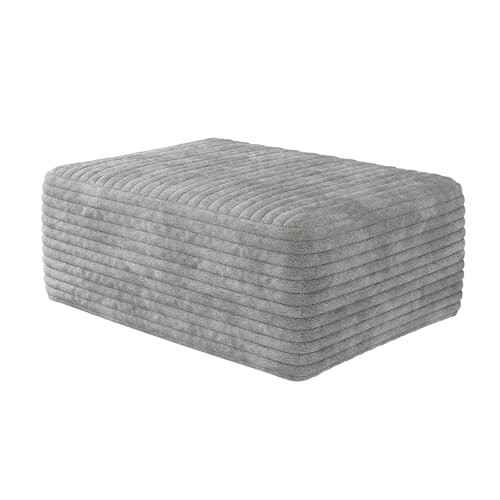 37.4″ Plush Corduroy Ottoman, Upholstered Cloud Ottoman for Boneless Couch in