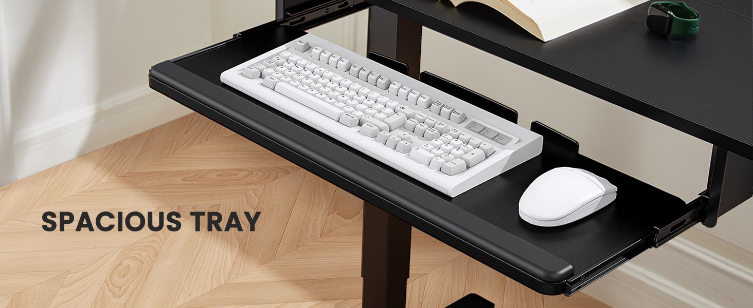 Electric Standing Desk with Keyboard Tray, 55×28 Inches Adjustable Height Sit