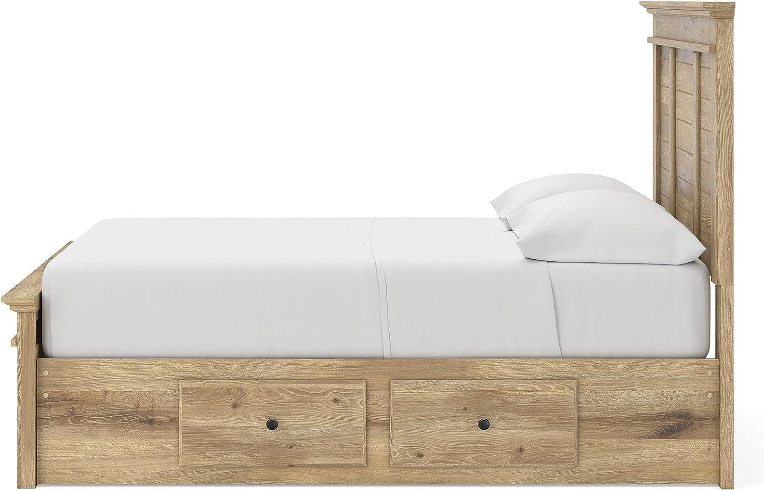 Fenderport Full Bedframe with Headboard & 4 Storage Drawers, Natural Brown