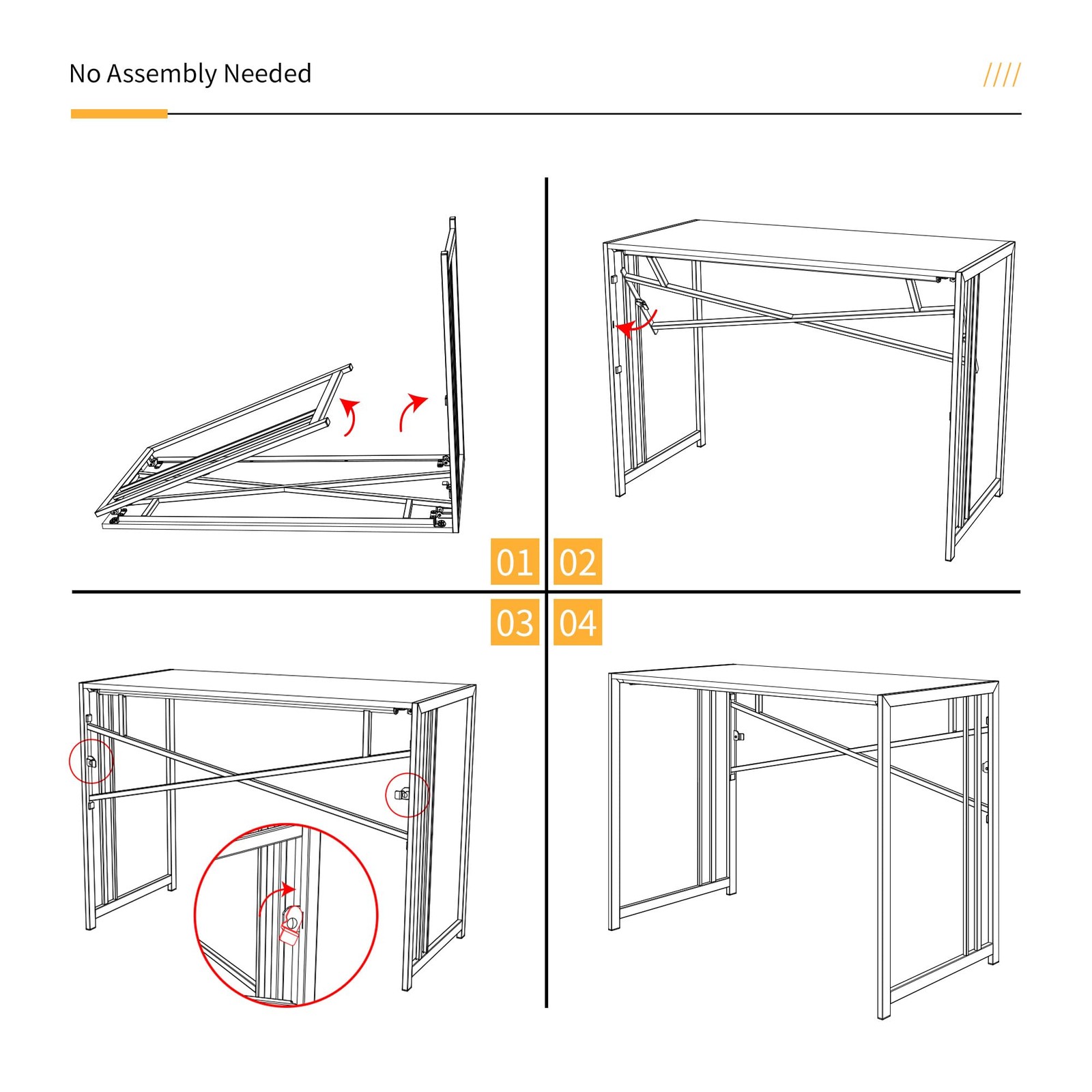 Folding Desk 83cm, Writing Gaming Computer Camping Table, No Together…