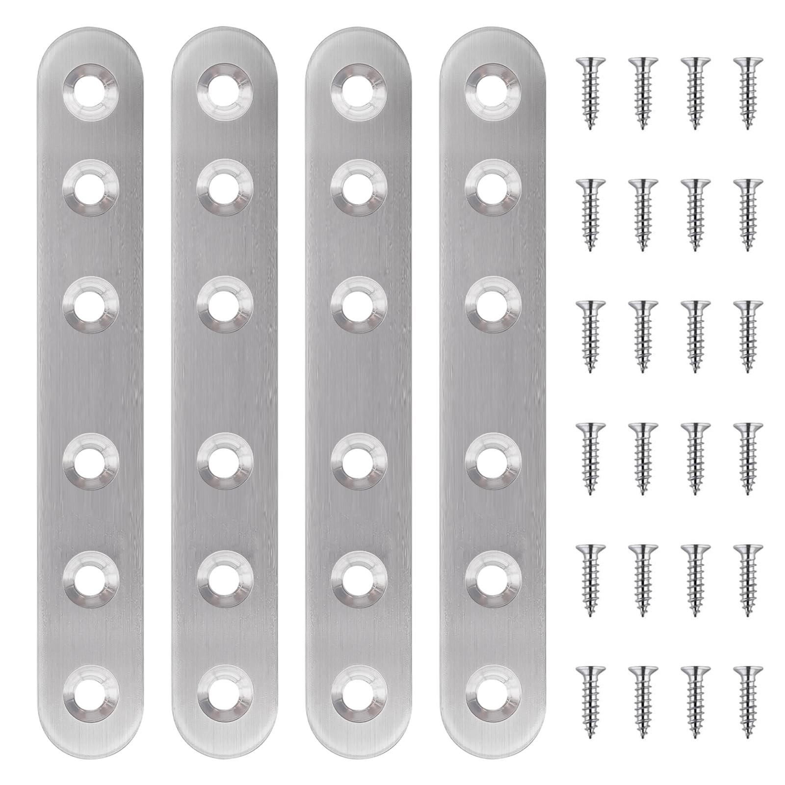 28PCS Stainless Steel Straight Flat Brackets, Metal Brackets for Wood (6.1×0….