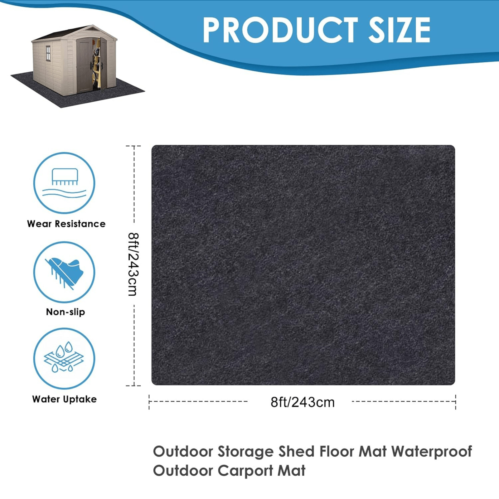 Heavy Duty Outdoor Storage Shed Mat Waterproof Non Slip Carport Floor Protector