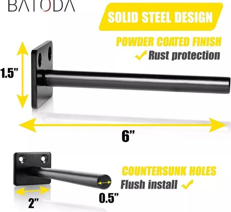 BATODA – 6″ Floating Shelf Bracket (8 Pcs) – Solid Steel Blind Shelf Supports –