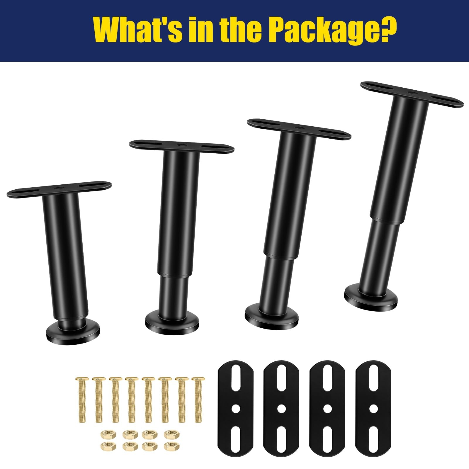 Adjustable Height Bed Support Legs 7.08-12.2 Inch 1000 LB Load – Set of 4