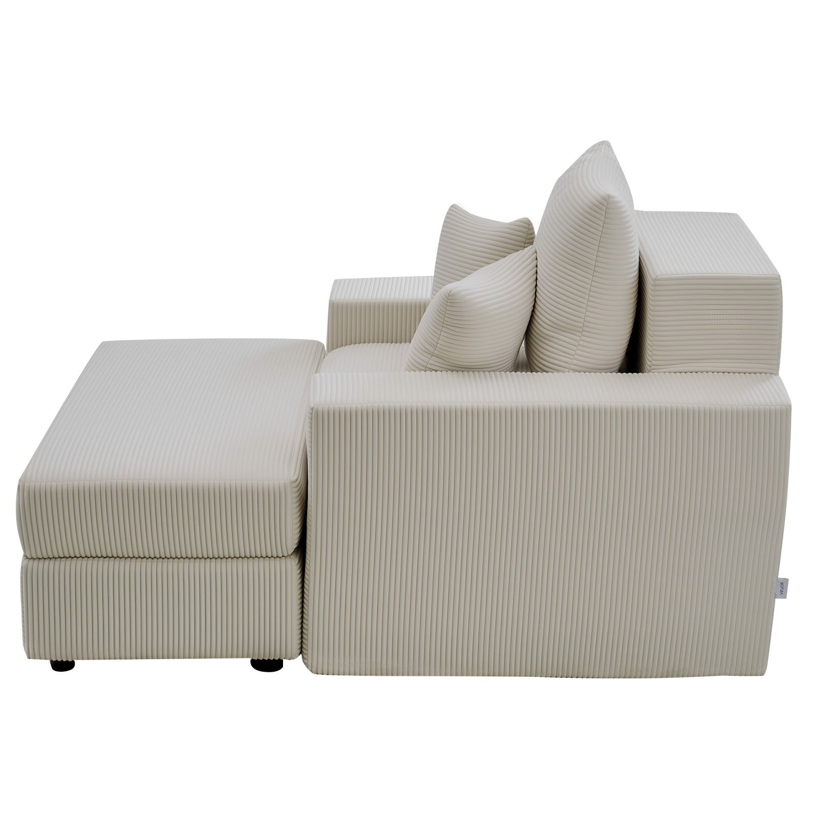 VEVOR Chaise Lounge Chair 44 in Boneless Modular Chaise Lounge Indoor Beige