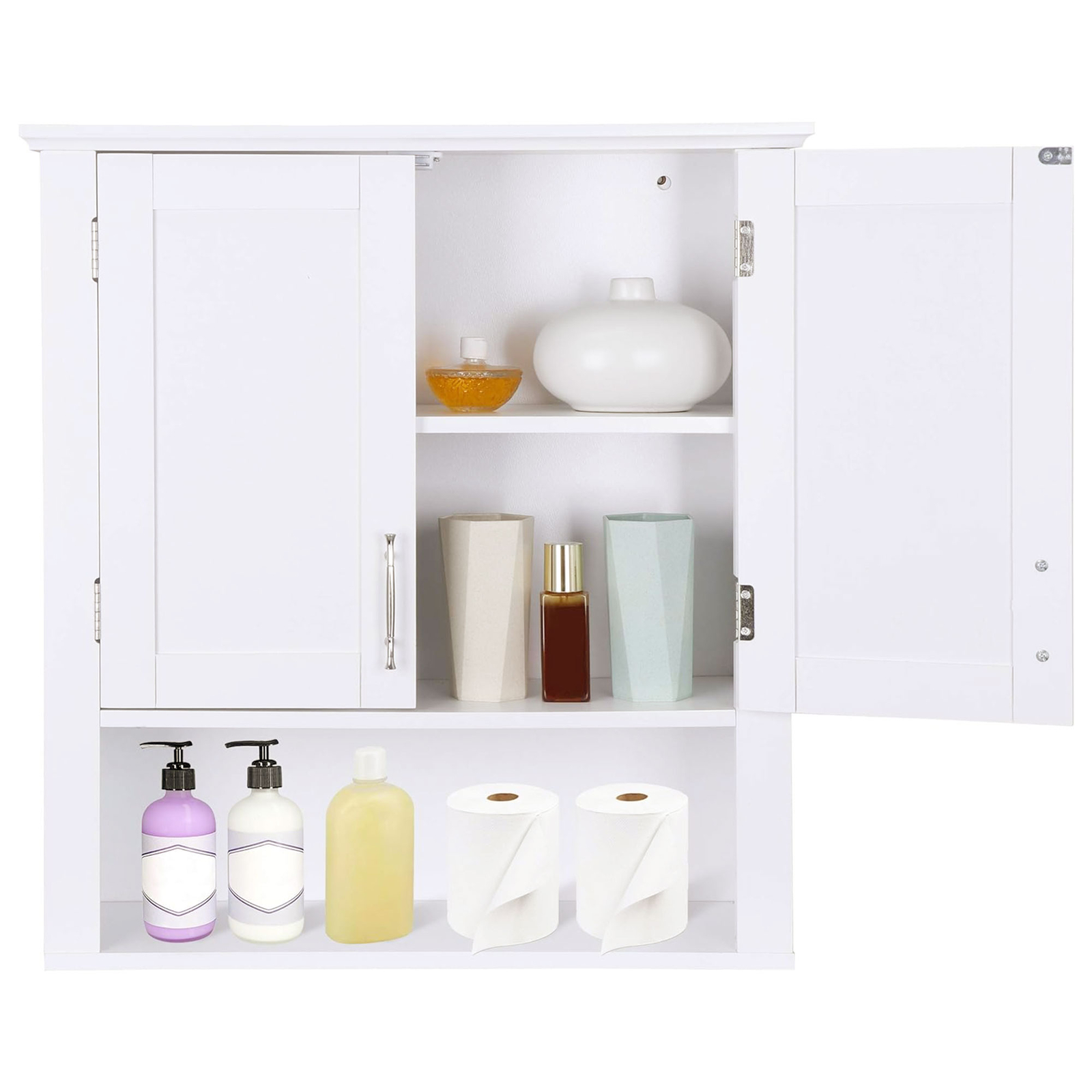 Wall Cabinets Storage Cabinets w/ Doors and Shelf Over The Toilet Wall Cabinet