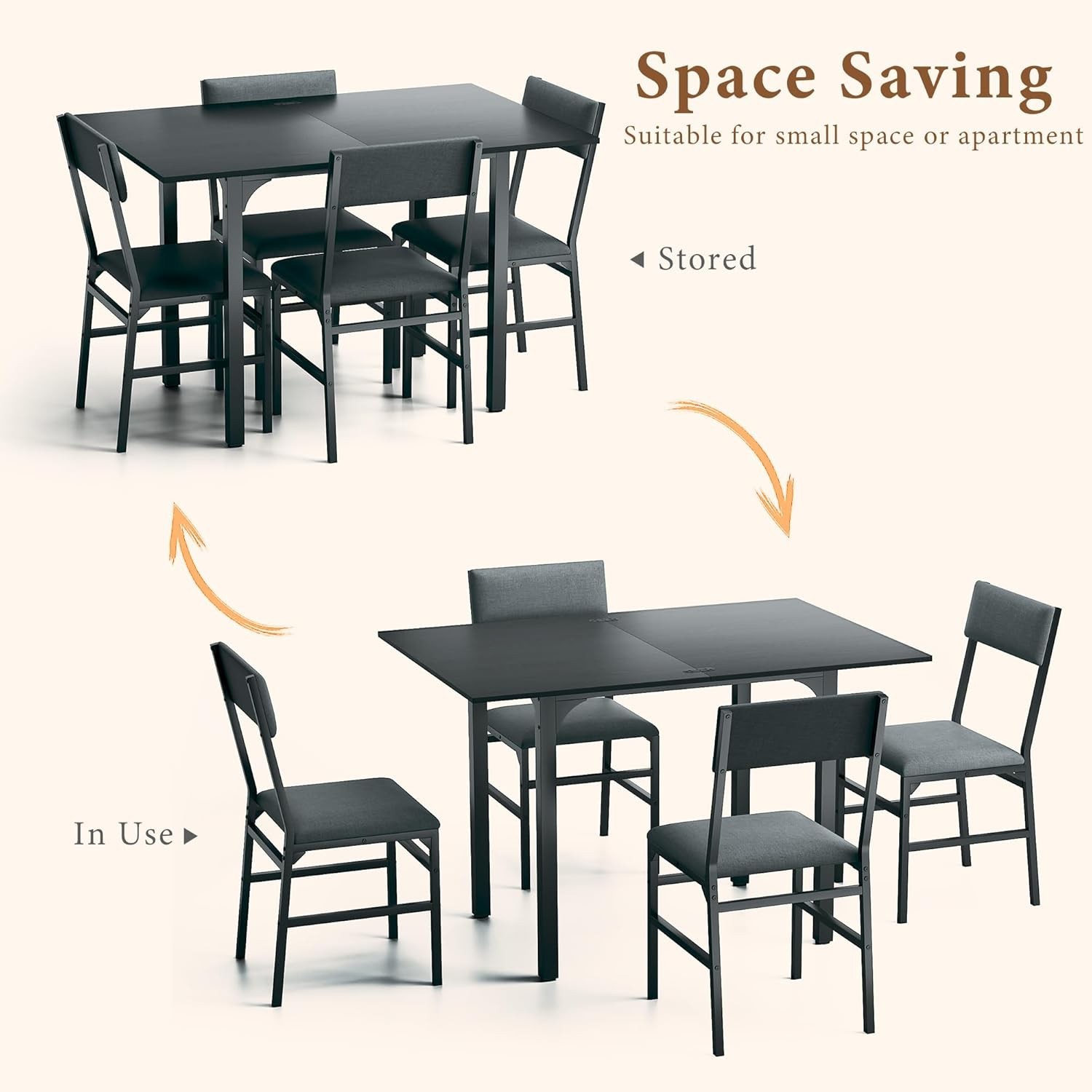 Rectangle Dining Table Chairs Set of 4 Extendable Kitchen Table Cushion Metal