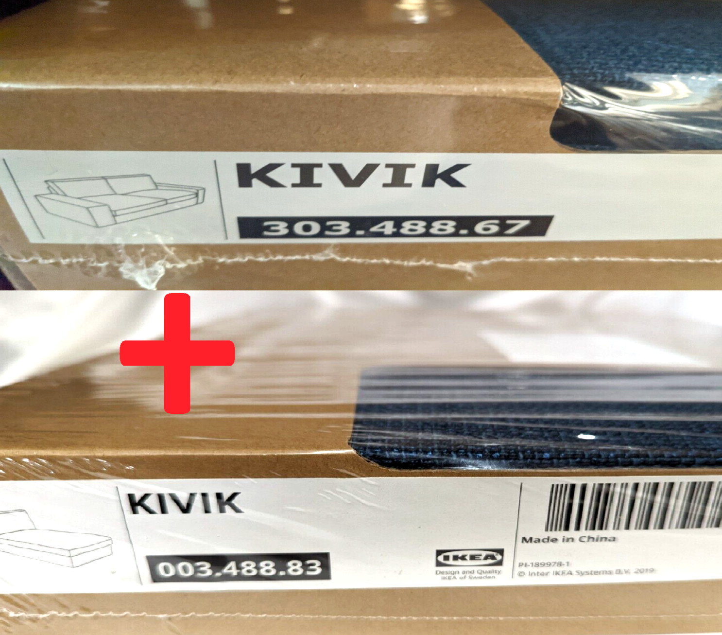 Ikea KIVIK Loveseat (2 Seat) 187cm + Chaise Lounge Slipcovers HILLARED DARK BLUE