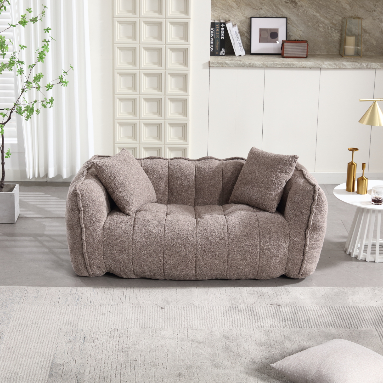 Bean Bag Sofa with high resilience foam core Bean Bag Chair for 2 people Brown