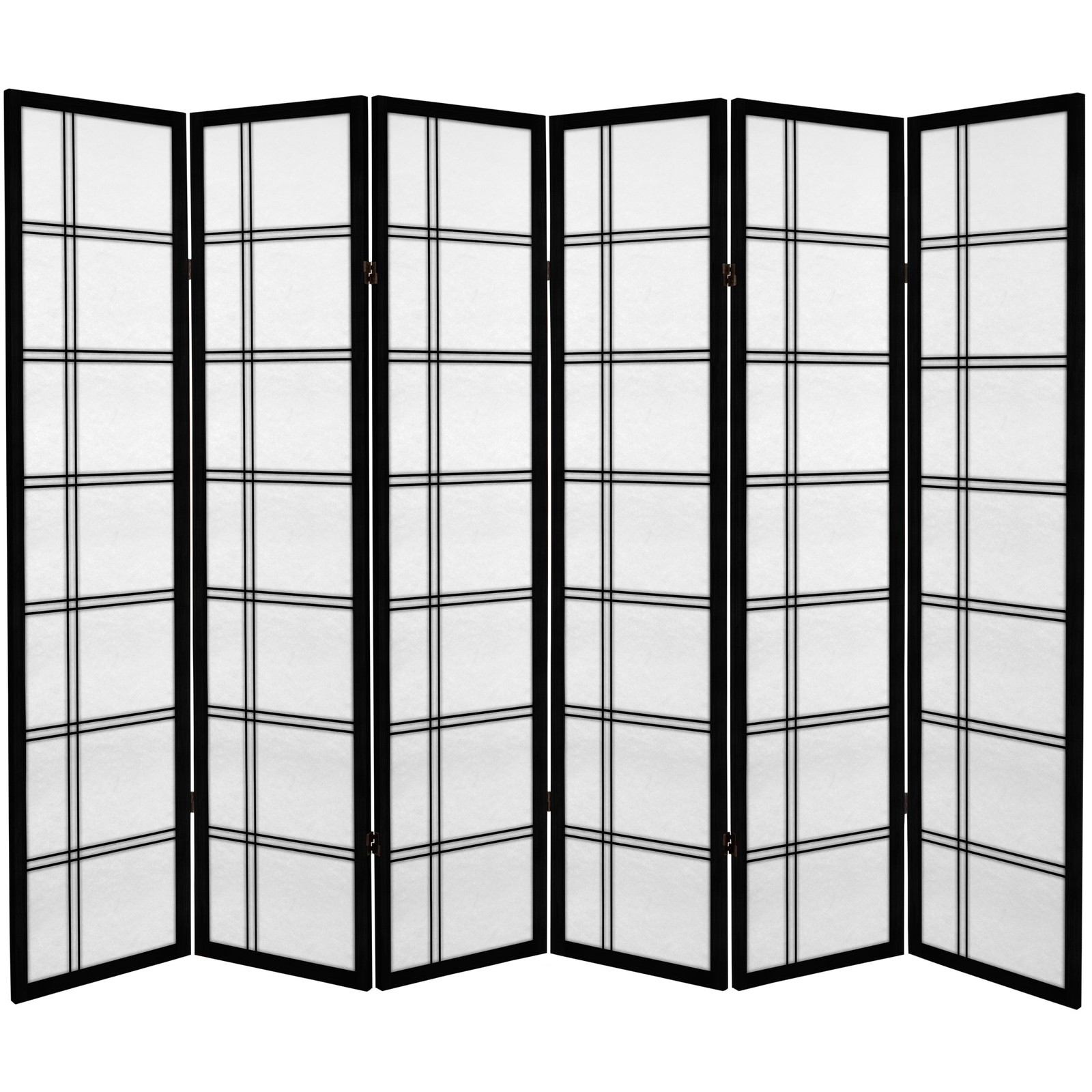 6 ft. Tall Canvas Double Cross Room Divider – Black – 6 Panels