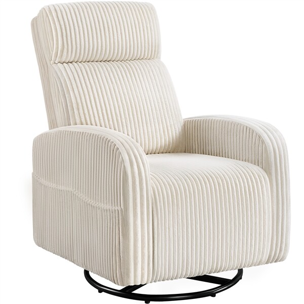 Corduroy Swivel Nursery Glider Recliner Chair, 360-Degree Nursing Gliding Rocker