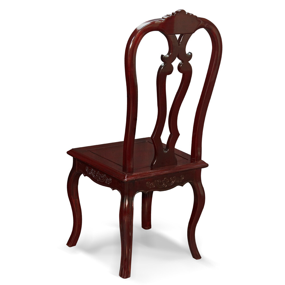 US Seller – Dark Cherry Rosewood Swan Oriental Side Chair
