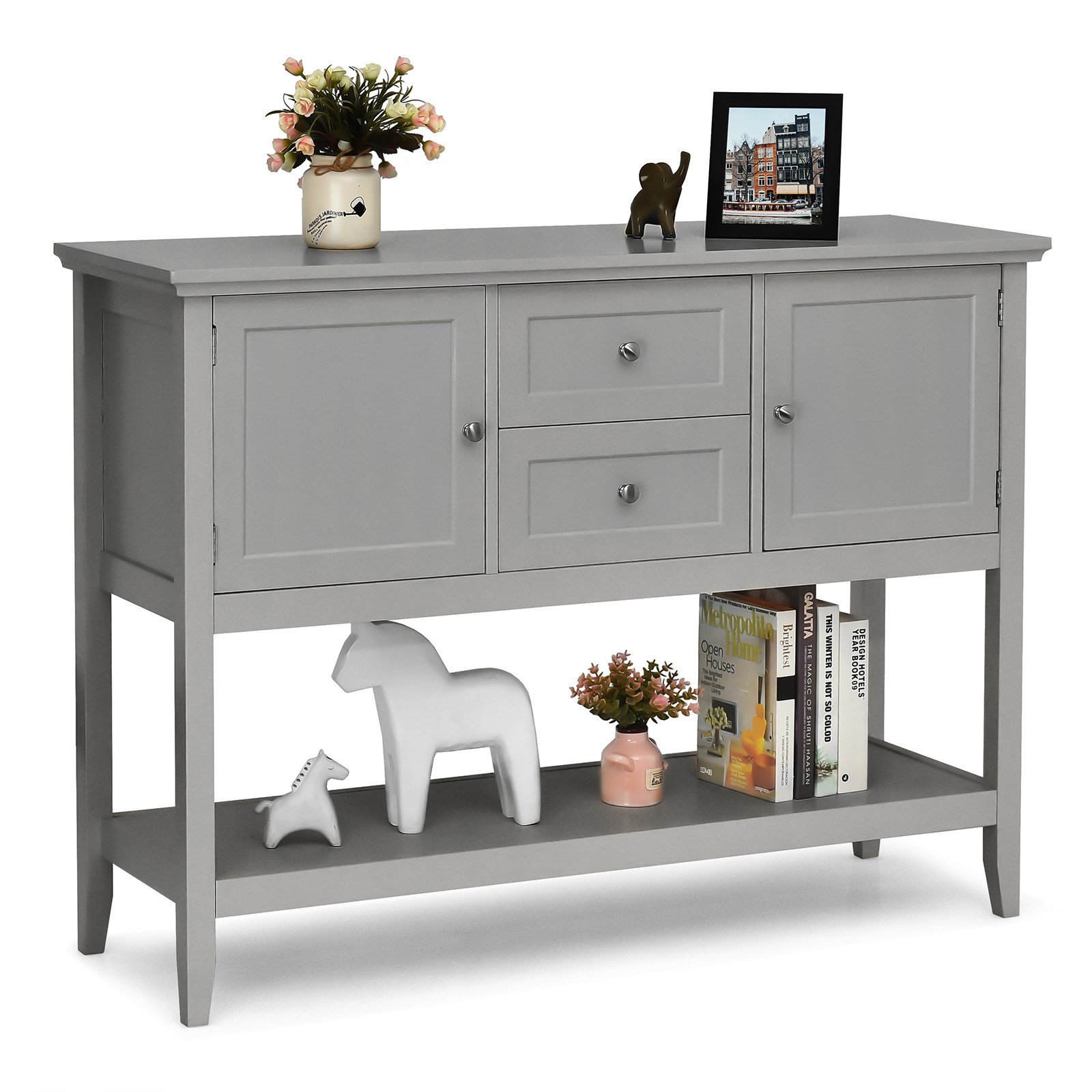 Topbuy Buffet Cabinet Sideboard Wooden Console Table with 2 Storage Drawers & 2