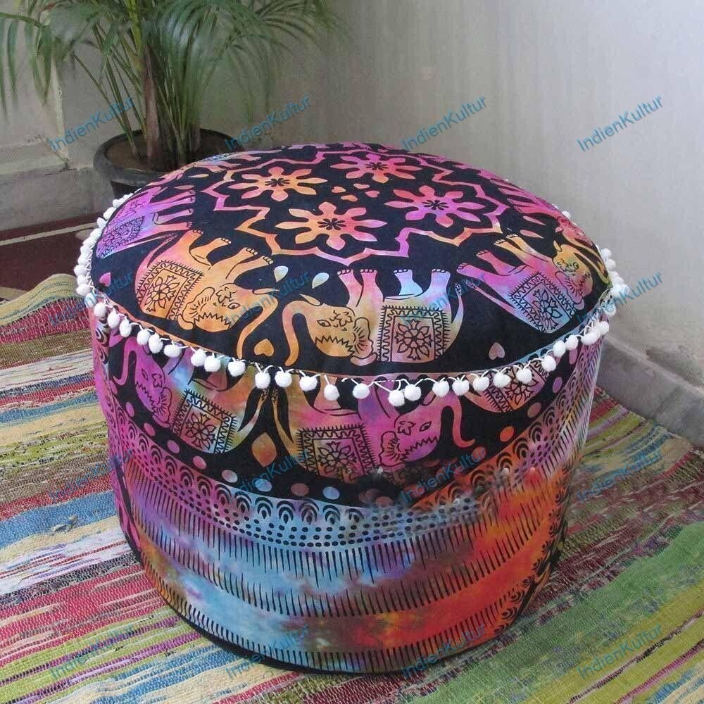 Mandala FLOOR OTTOMAN POUF As Per Image PILLOW COVER INDIAN DECOR Foot Stool