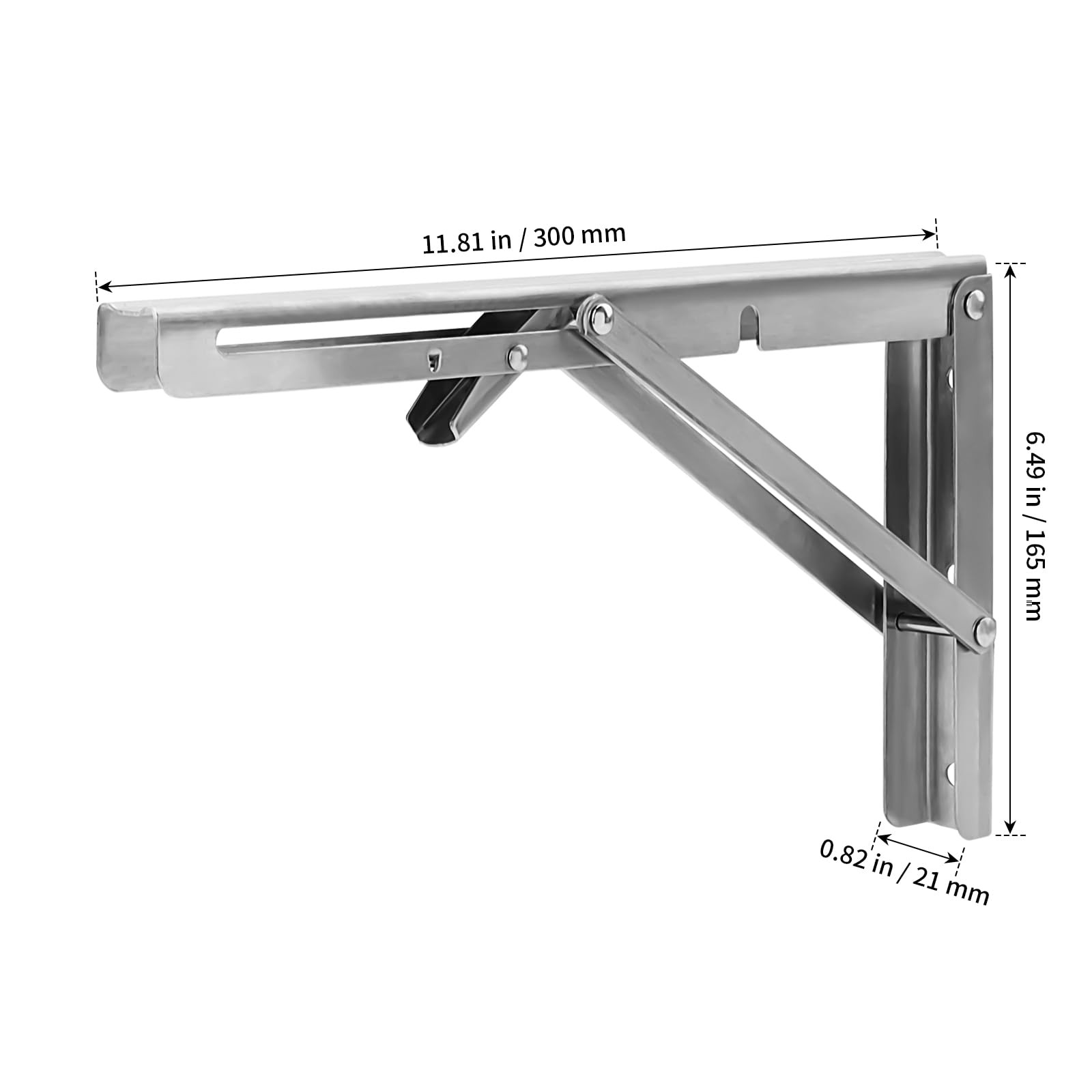 6PCS 12 Inch Folding Shelf Brackets, 30×16.5cm Stainless Steel Hinges Bracket…