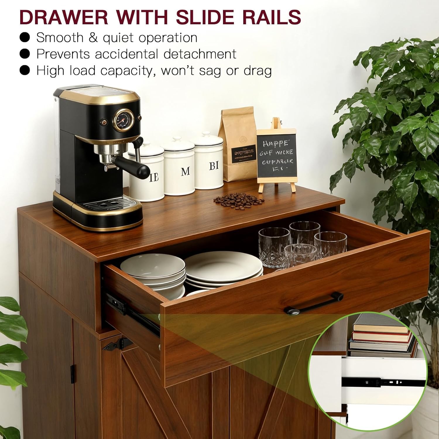 Sideboard Buffet Cabinet with Storage, Kitchen Coffee Bar Cabinet with Drawer