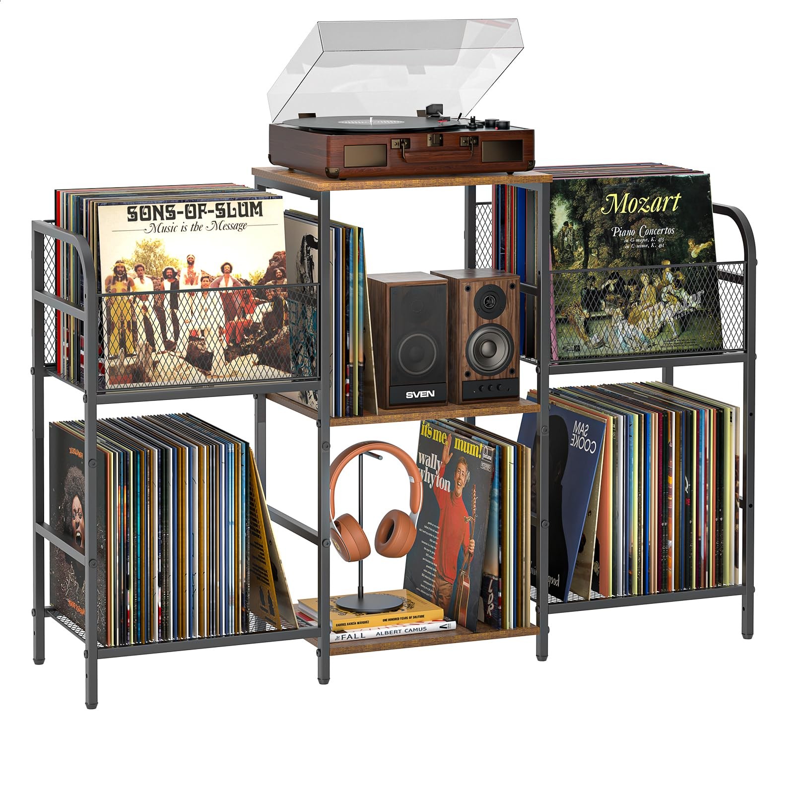 Record Player Stand with Vinyl Storage, Record Storage for 350+ Albums, Tunta…
