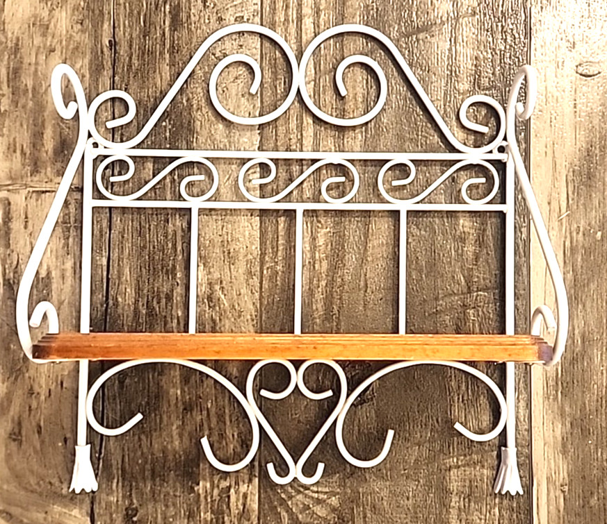 Vtg Homco Wood Wall Shelf 14 X 15.5 X 5.25 White Country Grannycore Cottagecore